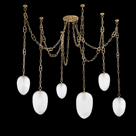 464-61-VB Corbett Lighting Daith 6 Lt. Chandelier with Vintage Brass Finish