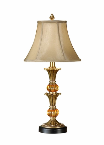 46444 Wildwood Lamps Ribbed Ovals Lamp with Old Gold on Faux Bronze with Fauxamber