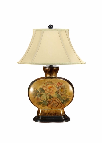 46531 Wildwood Lamps Oriental Flowers Lamp with Hand Painted Porcelain