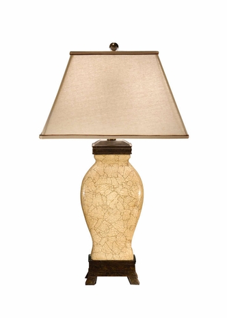 46571 Wildwood Lamps Waist Vase Crackle Lamp with Hand Colored Porcelain