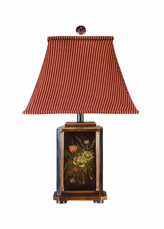 46734 Wildwood Lamps Roses & Tulips Lamp with Hand Painted Wood and Faux Wood