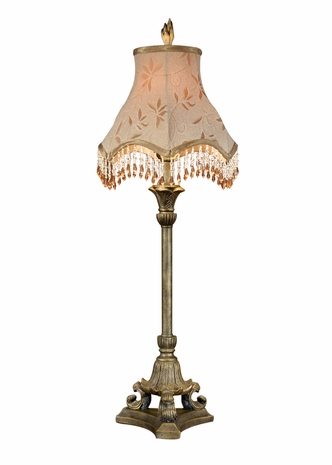 46797 Wildwood Lamps Frilly Frumpy Lamp with Hand Finished Faux Bronze Beaded Shade