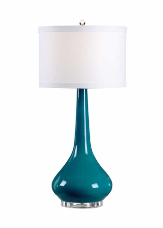 46959 Wildwood Lamps TRANSITIONAL Ceramic Turquoise Blue Crackle Glaze Florence Lamp - Turquoise