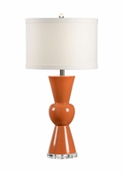 46963 Wildwood 32in. Porcelain Mildred Lamp - Orange with Linen Shade and Orange Glaze/Clear Finish