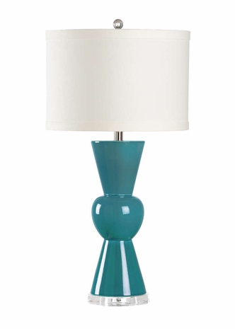 46967 Wildwood Lamps TRANSITIONAL Ceramic Turquoise Blue Crackle Glaze Mildred Lamp - Turquoise