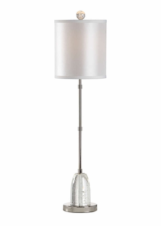 46975 Wildwood 34.5in. Glass Iceland Lamp with Silkette Shade and Clear/Seeded/Polished Nickel Finish