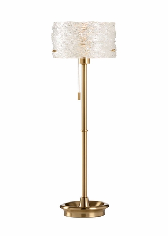 46976 Wildwood 30in. Iron Zaha Lamp with Spun Glass Shade and Antique Brass/Clear Finish