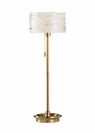 46976 Wildwood 30in. Iron Zaha Lamp with Spun Glass Shade and Antique Brass/Clear Finish