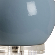47000 Wildwood 29in. Ceramic Dharma Lamp - Sky with Linen Shade and Sky Blue Glaze/Clear Finish