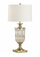 47034 Marketplace 32.5in. Glass Ashwin Lamp with Linen Shade and Mercury/Antique Brass Finish