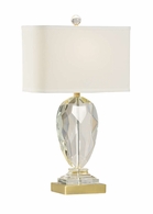 47046 Wildwood 27in. Crystal Christal Lamp with Linen Shade and Clear/Brass Finish