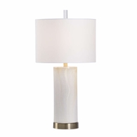 47052 Wildwood 29in. Ceramic Scranton Lamp with Linen Shade and Faux Marble Glaze/Antique Brass Finish