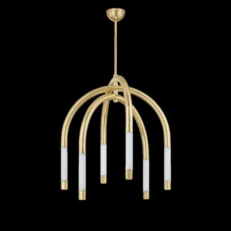 471-34-VPB Corbett Lighting Zeme 6 Lt. Chandelier with Vintage Polished Brass Finish