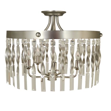 F-4713 Framburg 5-Light Satin Pewter/Polished Nickel Adele Semiflush