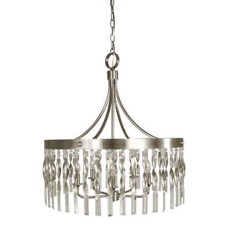 F-4715 Framburg 5-Light Satin Pewter/Polished Nickel Adele Lg.Pendant