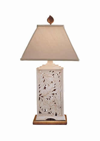 4773 Wildwood Lamps Bamboo Leaf Box Lamp with Hand Glazed Tuscan Ceramic
