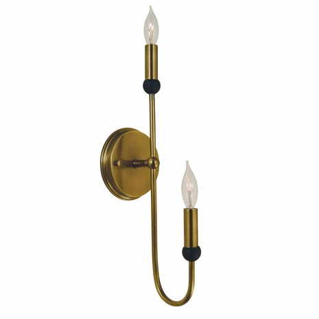 F-4792 Framburg 2-Light Antique Brass/Matte Black Nicole Sconce