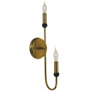 F-4792 Framburg 2-Light Antique Brass/Matte Black Nicole Sconce