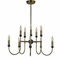 F-4795 Framburg 10-Light Antique Brass/Matte Black Nicole Chandelier