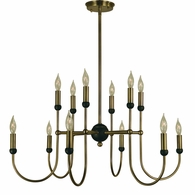 F-4798 Framburg 12-Light Antique Brass/Matte Black Nicole Chandelier