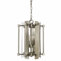 F-4804 Framburg 4-Light Antique Brass/Matte Black Louvre Chandelier