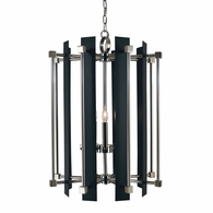 F-4805 Framburg 5-Light Antique Brass/Matte Black Louvre Chandelier