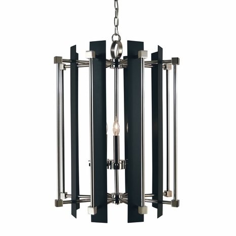 F-4805 Framburg 5-Light Antique Brass/Matte Black Louvre Chandelier