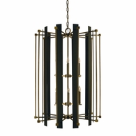F-4806 Framburg 12-Light Antique Brass/Matte Black Louvre Chandelier