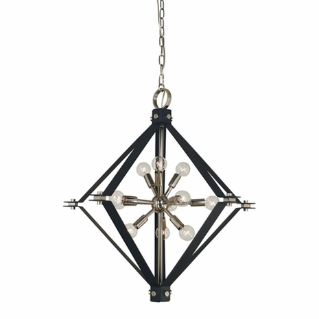 F-4818 Framburg 11-Light Antique Brass/Matte Black Axis Chandelier