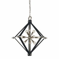 F-4818 Framburg 11-Light Antique Brass/Matte Black Axis Chandelier