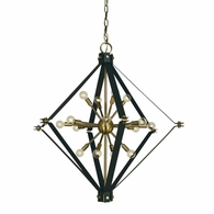 F-4820 Framburg 16-Light Antique Brass/Matte Black Axis Foyer Chandelier