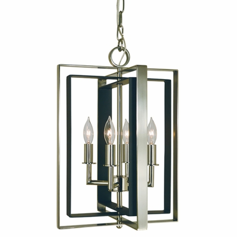 F-4860 Framburg 4-Light Antique Brass/Matte Black Symmetry Mini Chandelier