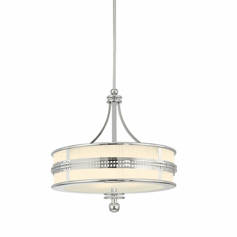 4889.35 Sonneman Art Moderne, Art Deco Shanghai 22 inch Pendant in Polished Nickel Finish