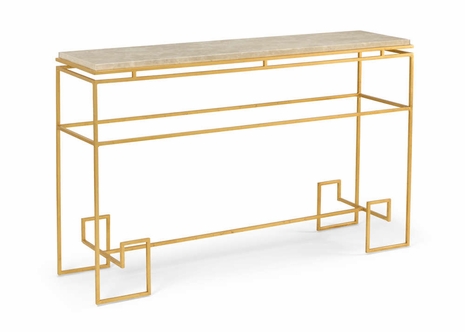 490040 Wildwood Lamps Athena Console Table - Antique Gold Leaf/Creme Finish