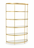 490048 Wildwood 82.5in. Iron/Glass Chandler Etagere with Antique Gold Leaf/Clear Finish