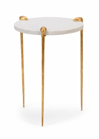 490058 Wildwood Iron Antique Gold Leaf Tate Side Table - Gold
