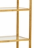 490062 Wildwood 82in. Iron/Glass Clancy Etagere with Antique Gold Leaf/Clear Finish