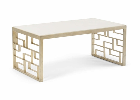 490063 Wildwood Lamps Winslow Cocktail Table-Silve - Antique Silver Leaf/White Finish