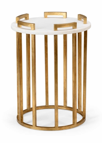 490069 Wildwood Lamps Hayden Side Table - Antique Gold Leaf/White Finish