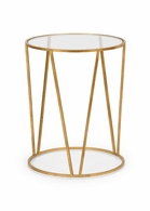 490075 Wildwood 25in. Iron Emery Side Table with Antique Gold Leaf/Clear Finish