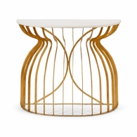 490077 Wildwood 33in. Iron Martha Console Table with Antique Gold Leaf/Natural White Finish