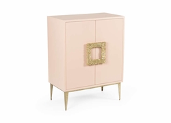 490110 Wildwood 36in. Wood Maddox Cabinet - Pink with Antique Gold Leaf Finish