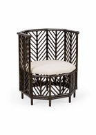 490156 Wildwood 34in. Bamboo/Fabric Angelica Chair - Black Wash with Off White Finish