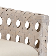 490157 Wildwood 31.5in. Rattan/Fabric Mandaue Bistro Chair - White with Whitewash/Off White Finish