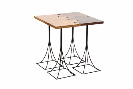 490179 Wildwood Wood/Veneer Walnut/Burl/Oak Puzzle Table (S4)
