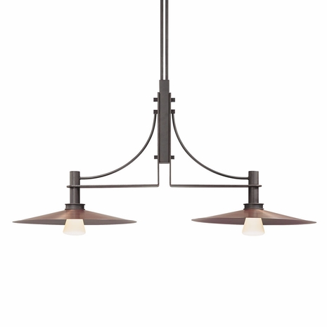 4902.36 Sonneman Warm Contemporary Bridge 2 Light Pendant in Textured Rustic Bronze Finish