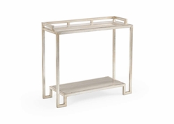 490212 Wildwood 33in. Metal/Stone Bogart Bar Stand - Silver with Antique Silver Leaf/Natural Gray Finish