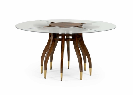 490213 Wildwood Wood/Glass Walnut/Clear Davinci Dining Table