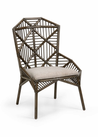 490228 Wildwood Rattan/Fabric Cappuccino/Grey Flax Arden Side Chair
