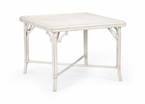 490277 Wildwood 30.5in. Rattan/Crushed Bamboo Boca Game Table - Whitewashed with Whitewash/Gray Finish
